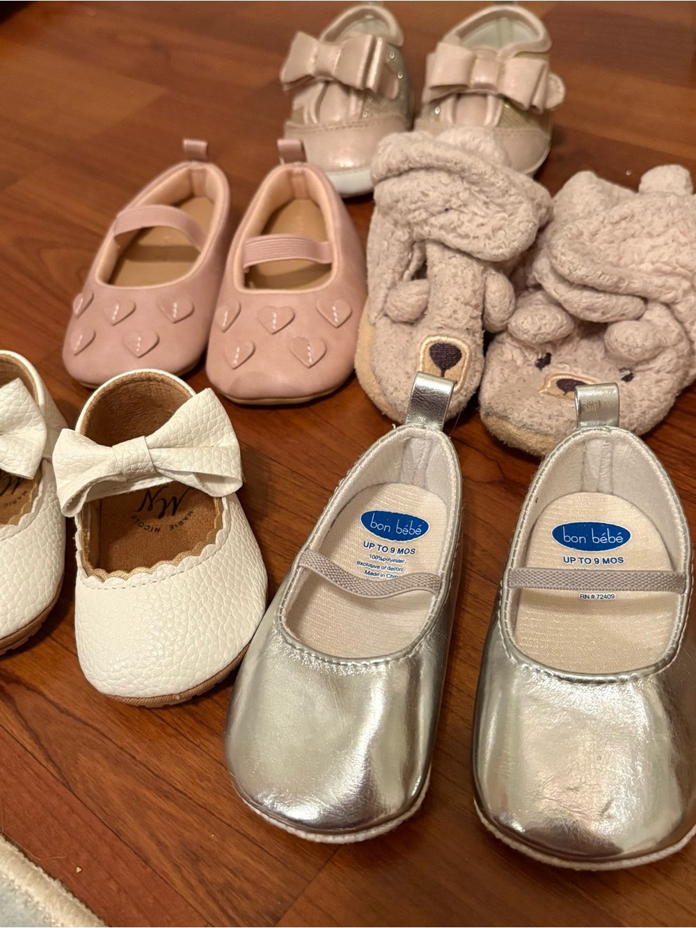 Lot of five 0-6 month Baby Shoes - Marie Nicole, Old Navy, Hudson Baby